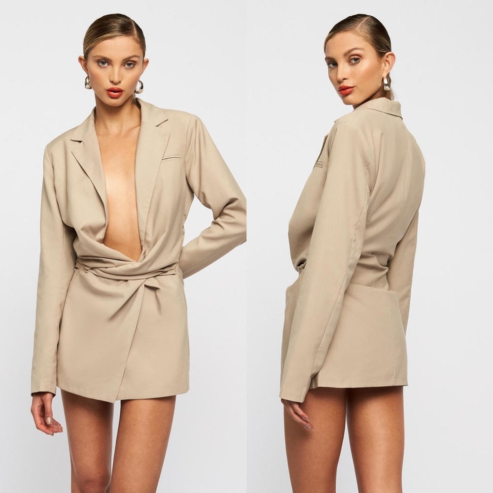 NWT Lioness VIP Only Blazer Mini Dress in Beige size 4